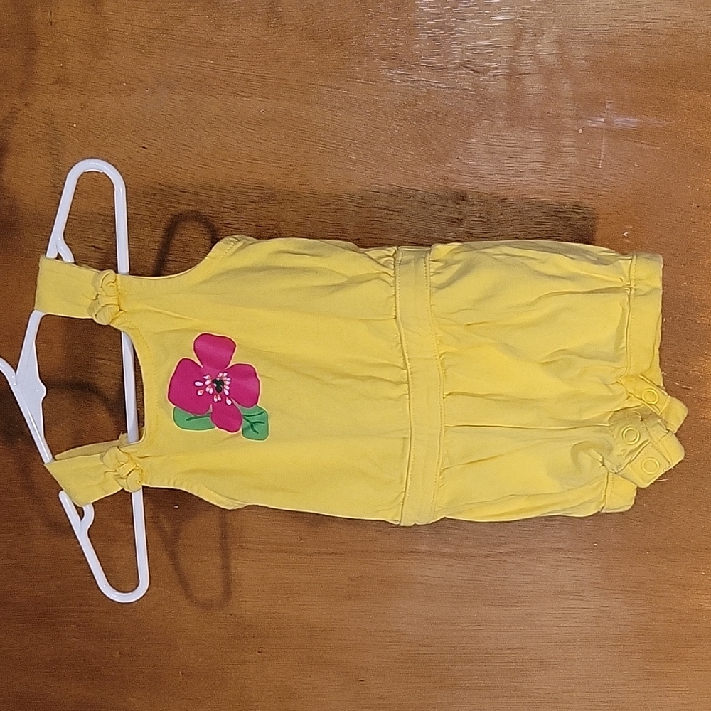 Crazy 8 Yellow Romper with Red Hibiscus Sz 6 -12  months